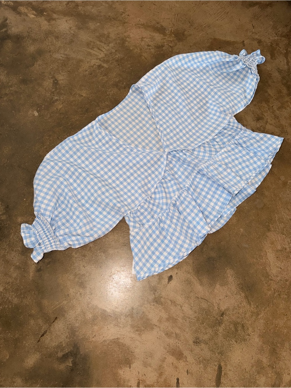 ASOS Blue Gingham Puff Sleeve Peplum Blouse Size 4 Oversized Cottagecore NWOT - Picture 8 of 11